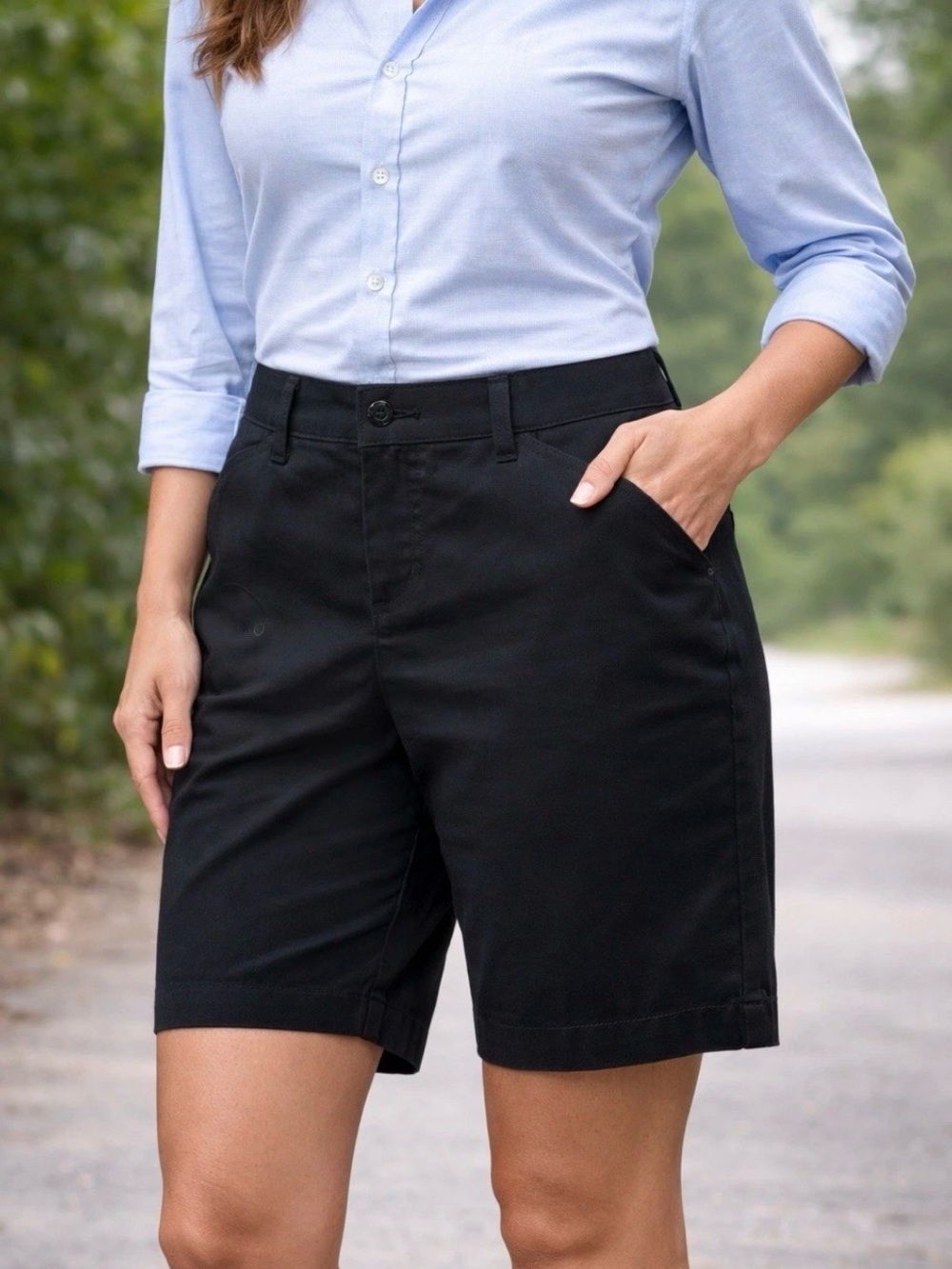Jones New York Trouser Shorts Women 10P Black Slimming Mid Rise Bermuda Classic
